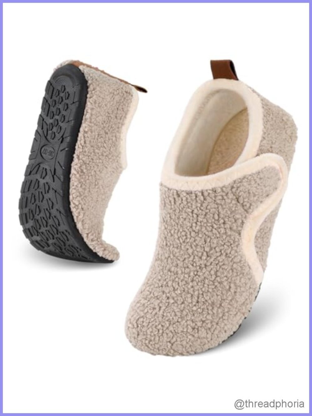 Unisex Slip On House Slippers Polar Fleece Plush TPR Sole Indoor Outdoor